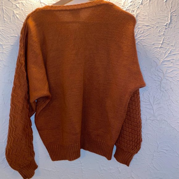 Rustic Trentsou Knit Sweater with Suede Accent - Size M - Picture 2 of 3